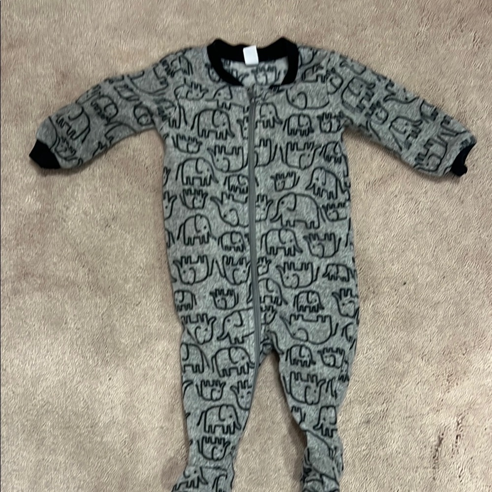 Gray and Black Cartoon Animal Footies One Piece
